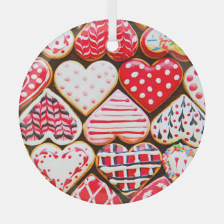 Valentijns's Heart Cookies: zelfgemaakte liefde. Glas Ornament