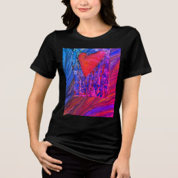 Valentijns's Heart met roze en paarse graphics Tri-Blend Shirt