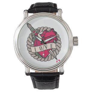 Valentijns's Heart Tatoo Design Horloge