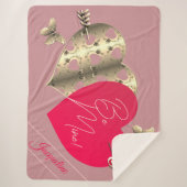 Valentijns's Hearts Dusty Pink Sherpa Deken (Voorkant)