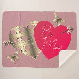 Valentijns's Hearts Dusty Pink Sherpa Deken