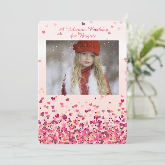Valentijns's Hearts Fotouitnodiging Kaart (Staand voorkant)
