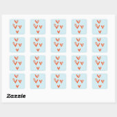 Valentijns's Hearts Pastel Blauw en Rood Vierkante Sticker (Vel)