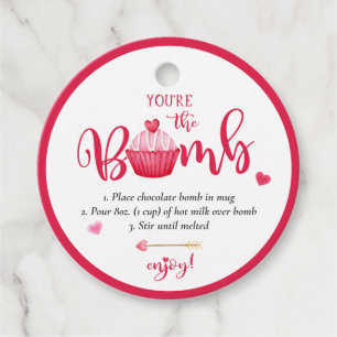 Valentijns's Hot Chocolate Bomb Jij bent de Bom Bedankjes Labels