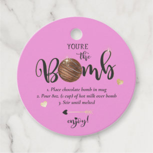 Valentijns's Hot Chocolate Bomb Jij bent de Bom Bedankjes Labels