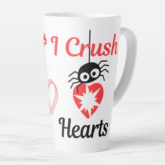 Valentijns's I Crush Hearts schattige spin | Latte Mok (Rechterhoek)