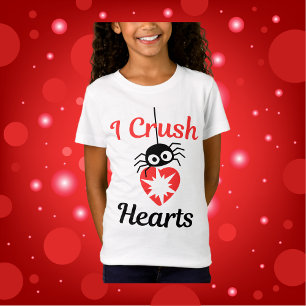 Valentijns's I Crush Hearts schattige spin T-shirt