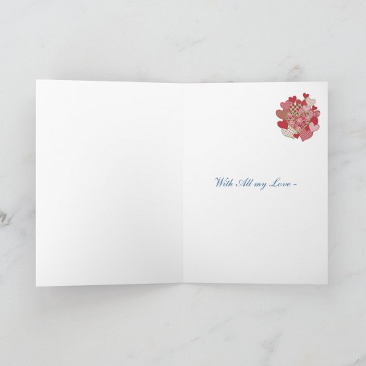 Valentijns's Kaart voor vriendje, harten, Rozen (Binnen)