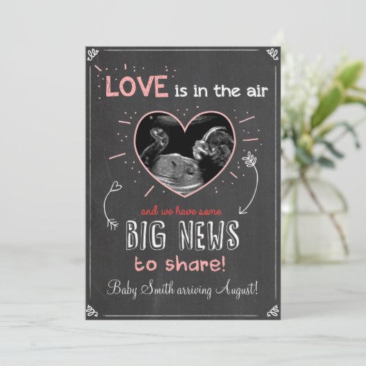 Valentijns's Love Zwangerschap Ultrasound Aankondi Feestdagenkaart (Staand voorkant)