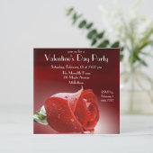 Valentijns's Party Rosebud Invitation Kaart (Staand voorkant)