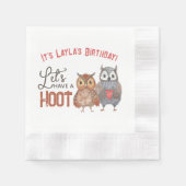 Valentijns's Uil Laten we een warm verjaardagsfees Servet (Voorkant)