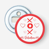 Valentijns's XOXO met Harten in Rood | Button Flesopener (Voorkant)