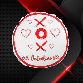 Valentijns's XOXO met Harten in Rood | Rond Kussen