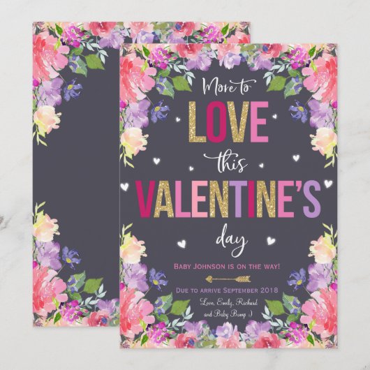 Valentijns's zwangerschapsaankondiging Baby onthul Feestdagenkaart (Voorkant / Achterkant)