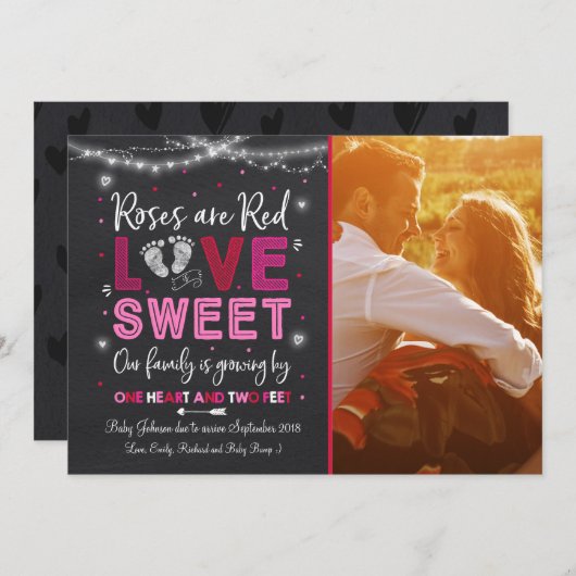 Valentijns's zwangerschapsaankondiging Baby onthul Feestdagenkaart (Voorkant / Achterkant)