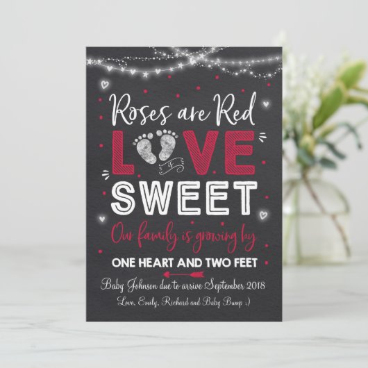 Valentijns's zwangerschapsaankondiging Baby onthul Kaart (Staand voorkant)