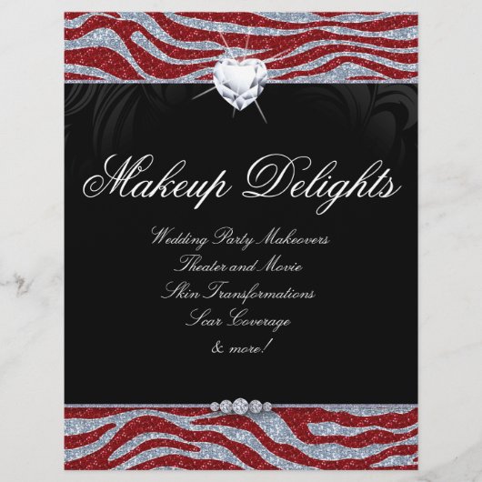 Valentijnssieraden Flyer Kapsalon Zebra Glitter (Voorkant)