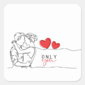Valentijnssticker - Lineair ontwerp Vierkante Sticker (Voorkant)