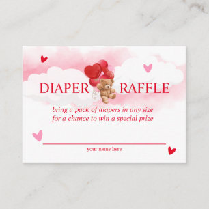 ValentijnsTeddybeer Baby Shower Luier Raffle Informatiekaartje