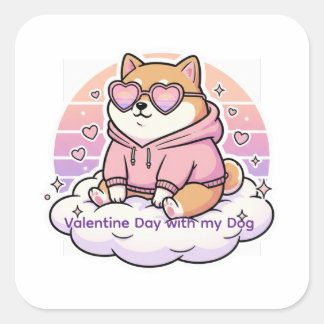 Valentijnsticker voor huisdieren vierkante sticker