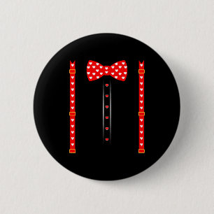 Valentijnsuit Rood Hart Strik Valentijnsdag Ronde Button 5,7 Cm