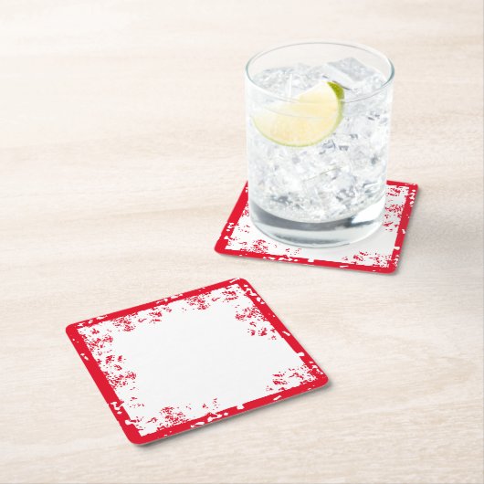 Valentijnswitte en rode Scruff-coasters Vierkante Kartonnen Onderzetter (Insitu)