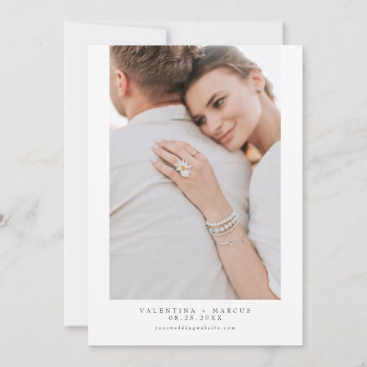 VALENTINA Elegant minimalistisch script bruiloft Kaart (Achterkant)