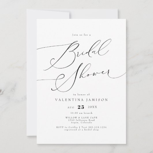 VALENTINA Elegant minimalistisch script Vrijgezell Kaart (Voorkant)