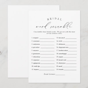 VALENTINA Elegant Script Bruids Woord Scramble Gam Kaart