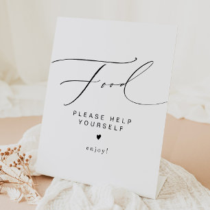 VALENTINA Modern Elegant Script Typografie Voedsel Reclamebord Met Voetstuk