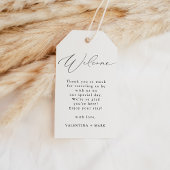 VALENTINA Modern Elegant Script Weddenschap Welkom Cadeaulabel