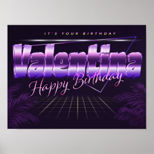Valentina Nom Vorname retro Poster Geburtstag