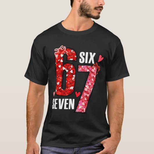 Valentine 67 Six Seven Rose Hearts Bow Valentine’s T-shirt (Voorkant)