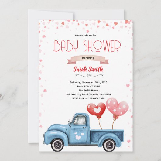 Valentine Baby Shower Invitation (Devant)