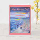 Valentine Beach Scène 5" x 7" Carte de voeux pliée (Fleur jaune)