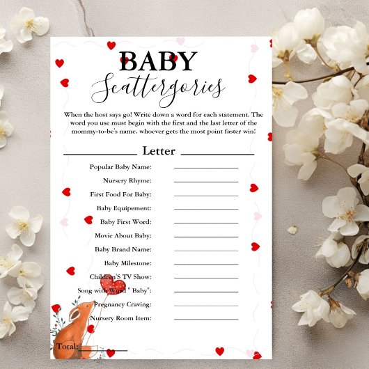 Valentine bébé squelettes baby shower jeu Carte