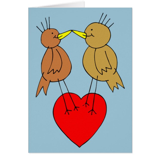 Valentine Birds sur une carte cardiaque (Devant)