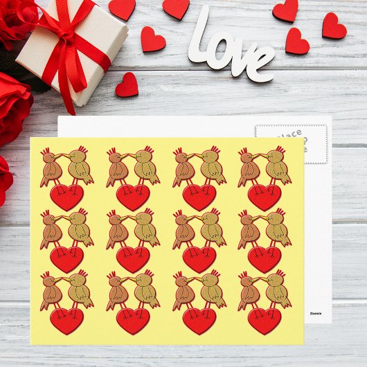 Valentine Birds sur une carte postale Motif de coe