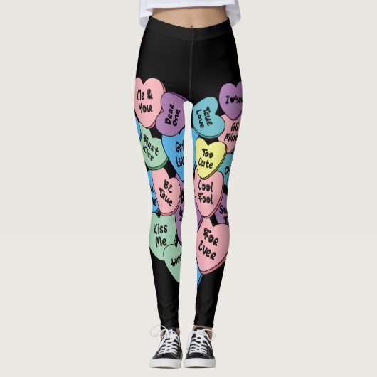 valentine bonbons coeur conversation Leggings (Devant)