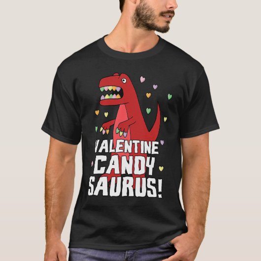 Valentine Candysaurus Red Dinosaur Rex Cute Heart  T-shirt (Voorkant)
