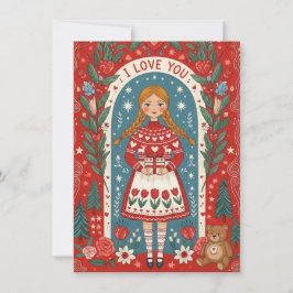 Valentine Card Illustration Of A Girl  Feestdagenkaart