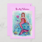 Valentine carte rose mermaid valentines Par Renee (Devant / Derrière)