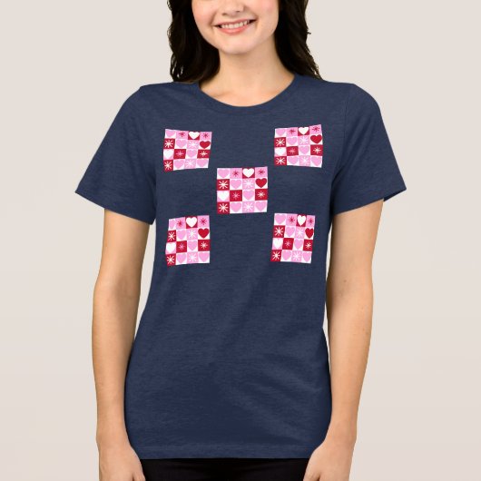 Valentine checkerboard  Tri-Blend shirt (Voorkant)
