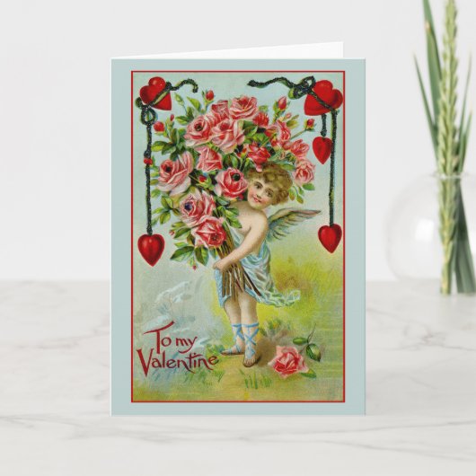 Valentine Cherub Vintage Kaart (Voorkant)