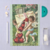 Valentine Cherubs with Envelope of Red Hearts Tissuepapier (Craft)