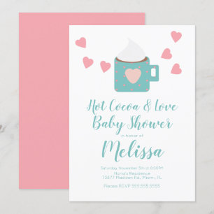 Valentine Cocoa Campfire Mok Baby Shower Turquoise Kaart