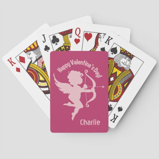 Valentine Cupid nom personnalisé jeu de cartes (dos)
