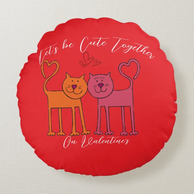 Valentine Cute Rond Kussen (Voorkant)