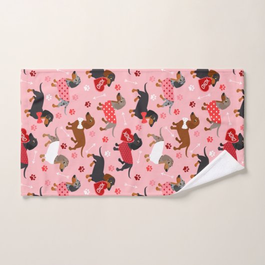 Valentine Dachshund (Serviette à main)