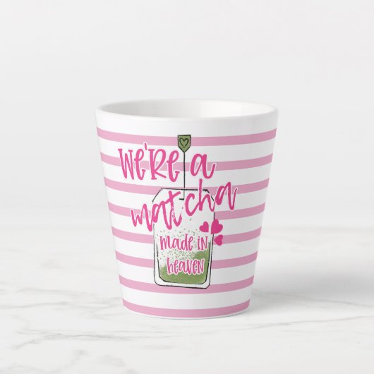 valentine day pun matcha tea we zijn een match gem latte mok (Voorkant)